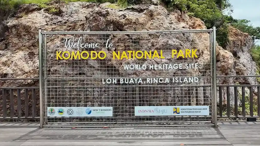 The official welcome gate to Komodo National Park at Loh Buaya on Rinca Island