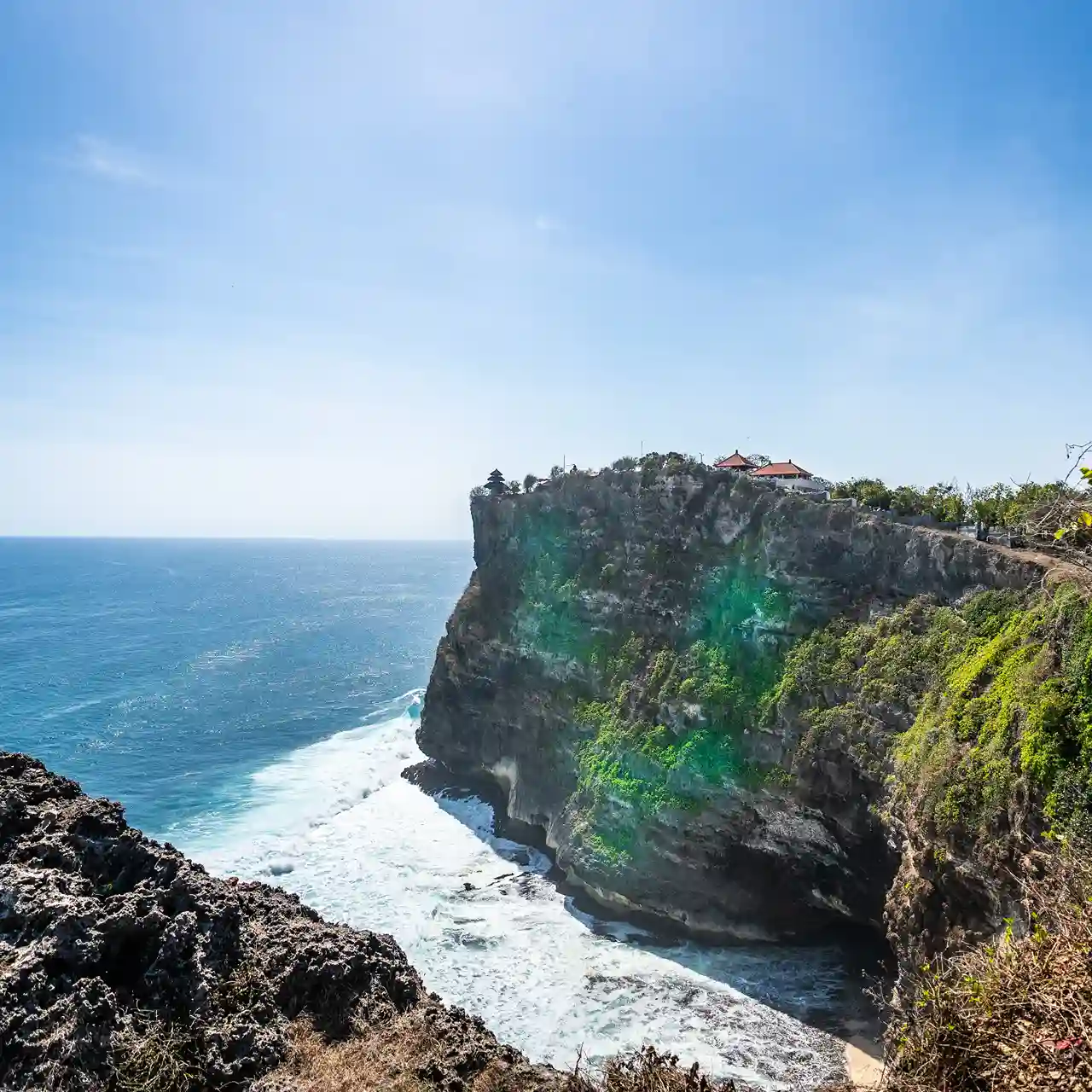 Pura Luhur Uluwatu standing on the limestone cliff above the Indian Ocean in south Bali